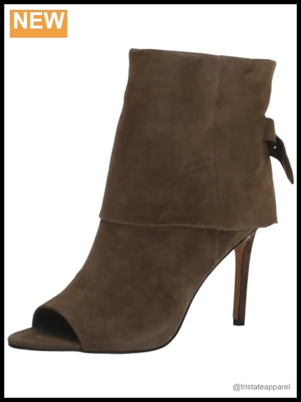 Vince Camuto Amesha Open Toe Suede Bootie Ankle Boots Zip Stiletto Heel Women's